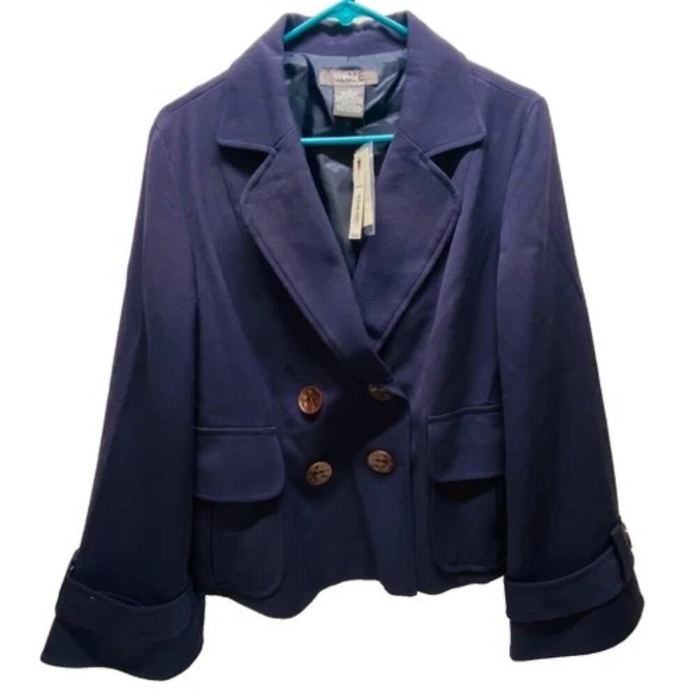 George Blazer Women's 12 Navy Relaxed Modern Fit 4 Button Career Suit Jacket NWT